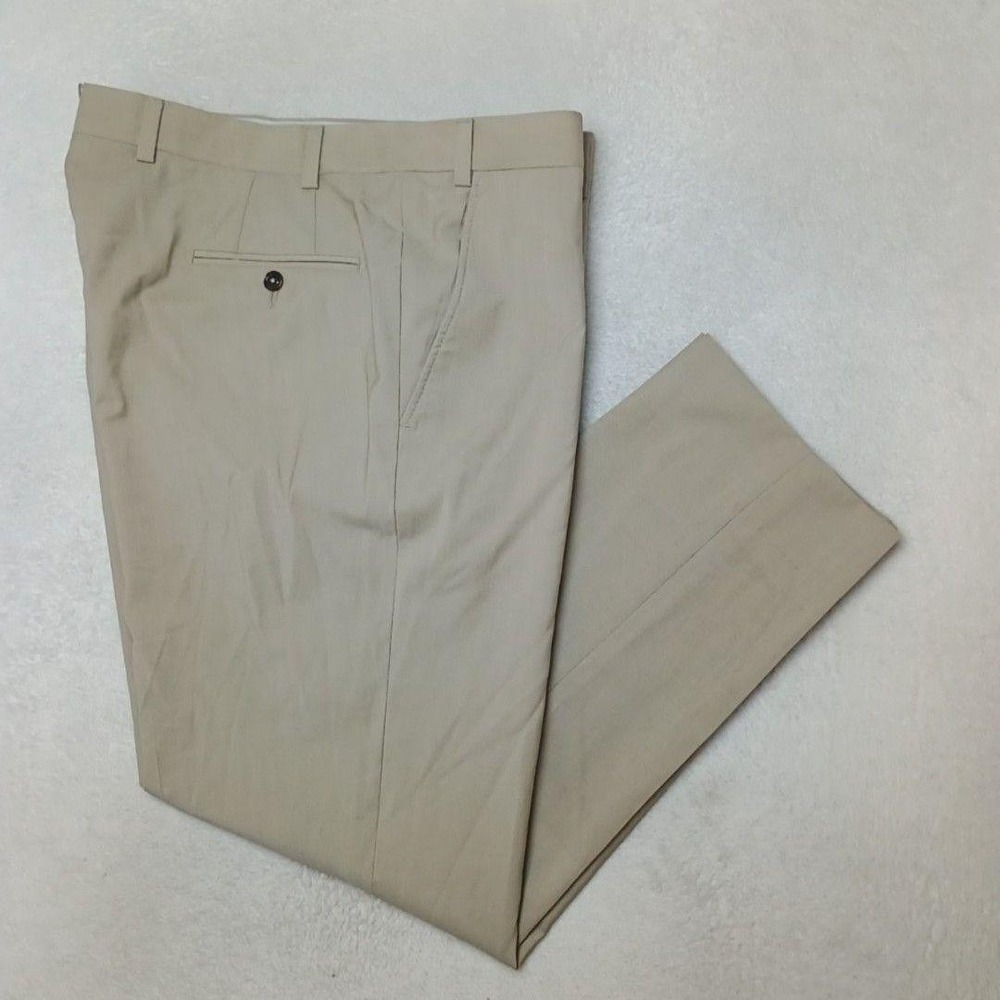 Ted Baker Pants Men 38x30 Beige Jerome Pant Wool Lined Flat Front Dress Business